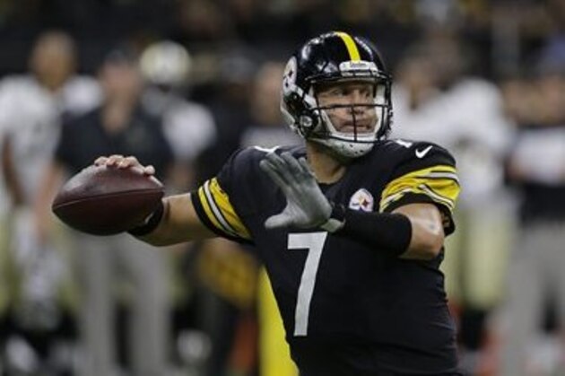 Pittsburgh Steelers quarterback Ben Roethlisberger (7) works against the New Orleans Saints during the first half of an NFL preseason football game, Friday, Aug. 26, 2016, in New Orleans. (AP Photo/Butch Dill)
