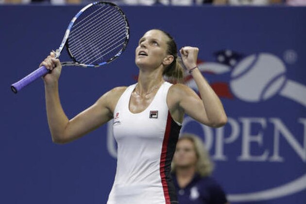 Karolina Pliskova, of the Czech Republic, reacts after beating Serena Williams during the semifinals of the U.S. Open tennis tournament, Thursday, Sept. 8, 2016, in New York. (AP Photo/Darron Cummings)