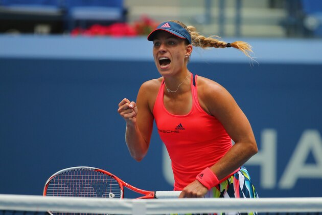 NEW YORK, NY - SEPTEMBER 06:  Angelique Kerber of Germany reacts against Roberta Vinci of Italy during their Women's Singles Quarterfinal Matchon Day Nine of the 2016 US Open at the USTA Billie Jean King National Tennis Center on September 6, 2016 in the Queens borough of New York City.  (Photo by Mike Stobe/Getty Images for USTA)