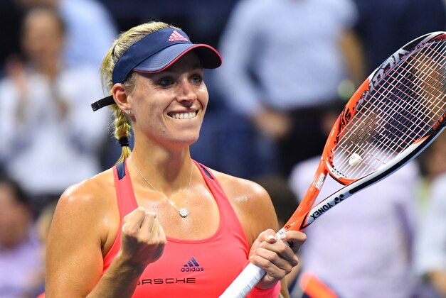 Sept 8, 2016; New York, NY, USA; Angelique Kerber of Germany reacts after beating Caroline Wozniacki of Denmark on day eleven of the 2016 U.S. Open tennis tournament at USTA Billie Jean King National Tennis Center. Mandatory Credit: Robert Deutsch-USA TODAY Sports