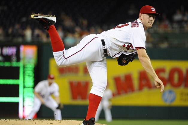 Sep 7, 2016; Washington, DC, USA; Washington Nationals starting pitcher Stephen Strasburg (37) throws against the Atlanta Braves during the first inning at Nationals Park. Mandatory Credit: Brad Mills-USA TODAY Sports