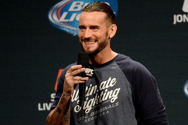Jan 2, 2015; Las Vegas, NV, USA; Former WWE star Phil CM Punk Brooks is the featured guest for the UFC 182 Q&A session Friday evening before the start of the weigh-ins at the MGM Grand Garden Arena. Mandatory Credit: Jayne Kamin-Oncea-USA TODAY Sports