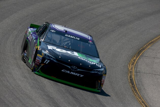 RICHMOND, VA - SEPTEMBER 09:  Denny Hamlin, driver of the #11 FedEx Ground Toyota, practices for the NASCAR Sprint Cup Series Federated Auto Parts 400 at Richmond International Raceway on September 9, 2016 in Richmond, Virginia.  (Photo by Sarah Crabill/Getty Images)