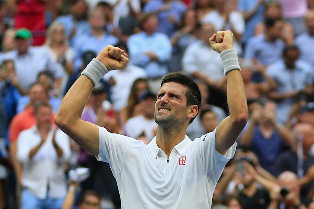 NEW YORK, NY - SEPTEMBER 09:  Novak Djokovic of Serbia celebrates after defeating Gael Monfils of France during their Men's Singles Semifinal Match on Day Twelve of the 2016 US Open at the USTA Billie Jean King National Tennis Center on September 9, 2016 in the Queens borough of New York City.  (Photo by Chris Trotman/Getty Images for USTA)