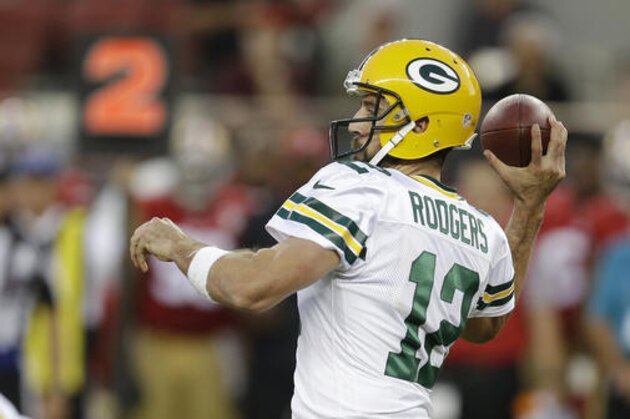 Green Bay Packers quarterback Aaron Rodgers throws during the first half of an NFL preseason football game against the San Francisco 49ers Friday, Aug. 26, 2016, in Santa Clara, Calif. Green Bay won 21-10. (AP Photo/Ben Margot)