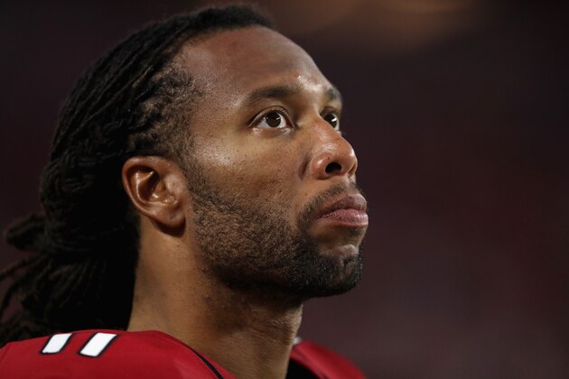 GLENDALE, AZ - SEPTEMBER 01:  Wide receiver Larry Fitzgerald #11 of the Arizona Cardinals watches from the sidelines during the preseaon NFL game against the Denver Broncos at the University of Phoenix Stadium on September 1, 2016 in Glendale, Arizona. The Cardinals defeated the Broncos 38-17.  (Photo by Christian Petersen/Getty Images)