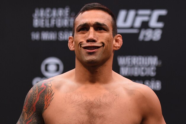 CURITIBA, BRAZIL - MAY 13:  Fabricio Werdum of Brazil steps on the scale during the UFC 198 weigh-in at Arena da Baixada stadium on May 13, 2016 in Curitiba, Parana, Brazil.  (Photo by Josh Hedges/Zuffa LLC/Zuffa LLC via Getty Images)