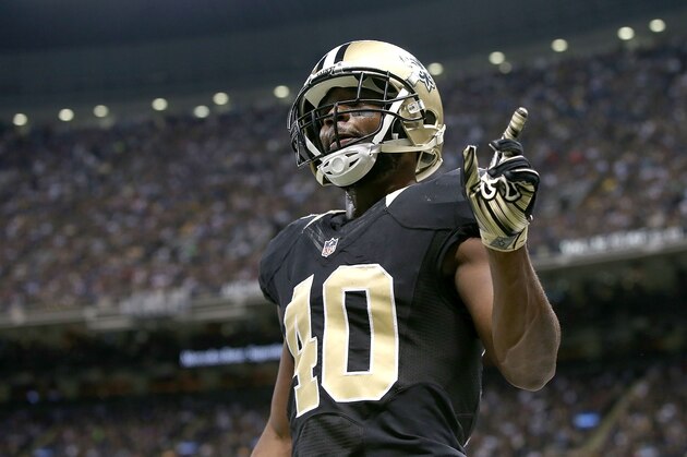 NEW ORLEANS, LA - NOVEMBER 01: Delvin Breaux #40 of the New Orleans Saints reacts after an incomplete pass agains the New York Giants at the Mercedes-Benz Superdome on November 1, 2015 in New Orleans, Louisiana. (Photo by Sean Gardner/Getty Images)