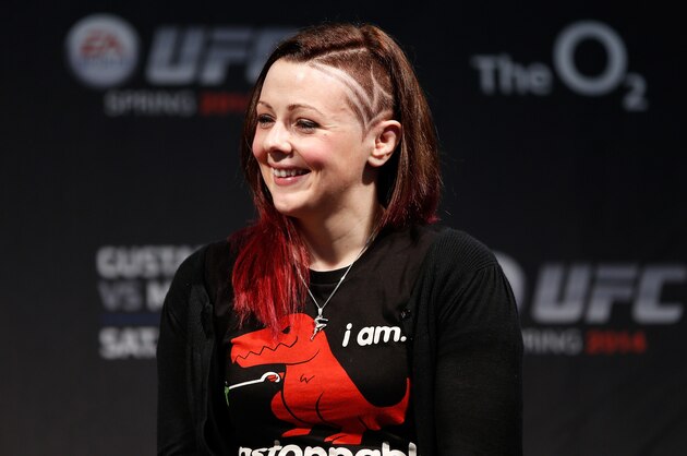 LONDON, ENGLAND - MARCH 07:  Joanne Calderwood interacts with fans during a Q&A session before the UFC weigh-in event at the O2 Arena on March 7, 2014 in London, England. (Photo by Josh Hedges/Zuffa LLC/Zuffa LLC via Getty Images)