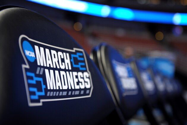 ANAHEIM, CA - MARCH 24: The NCAA's 'March Madness' logos are seen on chair backs during the West Regional Semifinal of the 2016 NCAA Men's Basketball Tournament at Honda Center on March 24, 2016 in Anaheim, California. (Photo by Lance King/Getty Images)