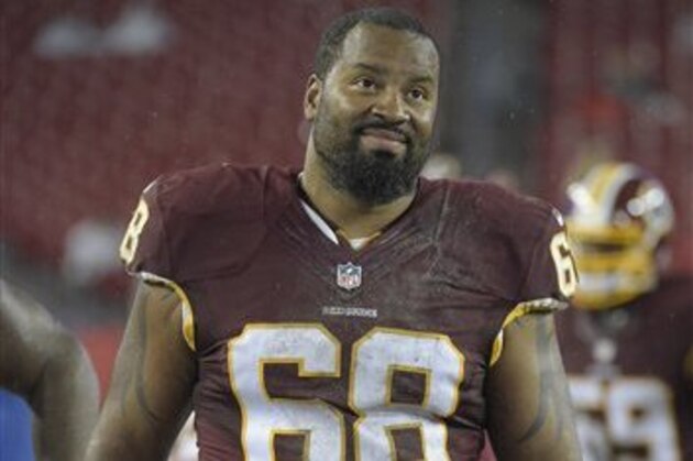 Washington Redskins Cullen Jenkins during the fourth quarter of an NFL preseason football game against the Tampa Bay Buccaneers Wednesday, Aug. 31, 2016, in Tampa, Fla. (AP Photo/Phelan M. Ebenhack)