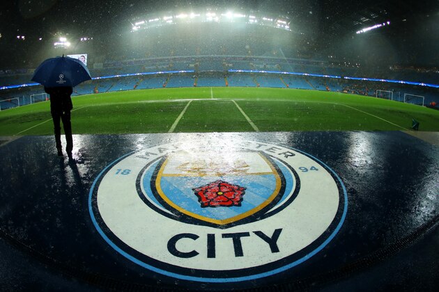 MANCHESTER, ENGLAND - SEPTEMBER 13:  A general view as rain falls prior to the UEFA Champions League Group A match between Manchester City FC and VfL Borussia Moenchengladbach at Etihad Stadium on September 13, 2016 in Manchester, England.  (Photo by Richard Heathcote/Getty Images)
