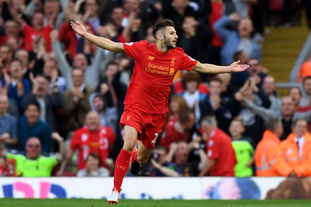 LIVERPOOL, ENGLAND - SEPTEMBER 10: Adam Lallana of Liverpool celebrates scoring his sides third goal during the Premier League match between Liverpool and Leicester City at Anfield on September 10, 2016 in Liverpool, England.  (Photo by Michael Regan/Getty Images)