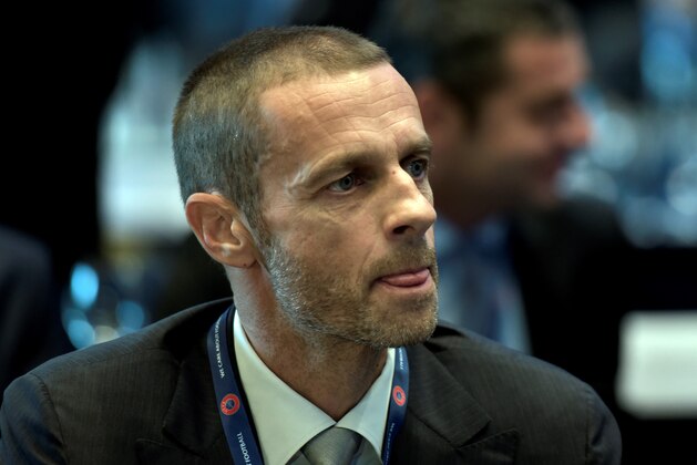 UEFA Presidential candidate, Slovenian Aleksander Ceferin is pictured during the 12th Extraordinary UEFA congress in Lagonissi, some 40 kilometers south of Athens, on September 14, 2016. 
Disgraced football leader Michel Platini said on September 14 in a farewell speech to UEFA that he felt no guilt over a $2 million payment from FIFA that has seen him suspended for four years. / AFP / ARIS MESSINIS        (Photo credit should read ARIS MESSINIS/AFP/Getty Images)