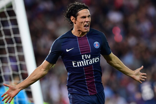 Paris Saint-Germain's Uruguayan forward Edinson Cavani celebrates after scoring a goal during the UEFA Champions League Group A football match between Paris-Saint-Germain vs Arsenal FC, on September 13, 2016 at the Parc des Princes stadium in Paris.  AFP PHOTO / FRANCK FIFE / AFP / FRANCK FIFE        (Photo credit should read FRANCK FIFE/AFP/Getty Images)