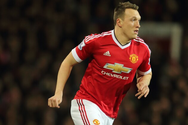 MANCHESTER, ENGLAND - DECEMBER 28: Phil Jones of Chelsea during the Barclays Premier League match between Manchester Untied and Chelsea at Old Trafford on December 28, 2015 in Manchester, England.  (Photo by Matthew Ashton - AMA/Getty Images)