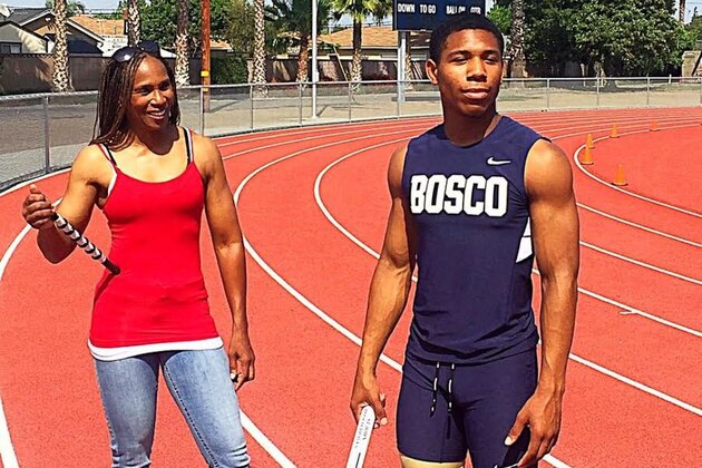 2018 quarterback Re-Al Mitchell has been a leader for California power St. John Bosco in three games. He's the son of Sha-ri Mitchell (left), who was "Blaze" on the popular TV series "American Gladiators" in the late 1980s and early 1990s.