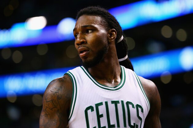 BOSTON, MA - APRIL 24:  Jae Crowder #99 of the Boston Celtics looks on during the second quarter of Game Four of the Eastern Conference Quarterfinals against the Atlanta Hawks during the 2016 NBA Playoffs at TD Garden on April 24, 2016 in Boston, Massachusetts. NOTE TO USER User expressly acknowledges and agrees that, by downloading and or using this photograph, user is consenting to the terms and conditions of the Getty Images License Agreement.  (Photo by Maddie Meyer/Getty Images)