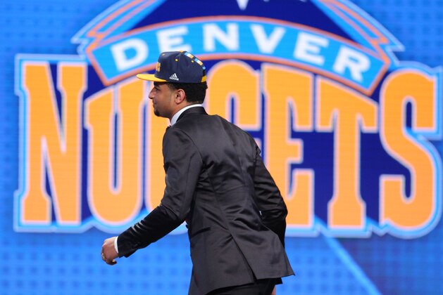 Jun 23, 2016; New York, NY, USA; Jamal Murray (Kentucky)  walks on stage after being selected as the number seven overall pick to the Denver Nuggets in the first round of the 2016 NBA Draft at Barclays Center. Mandatory Credit: Brad Penner-USA TODAY Sports