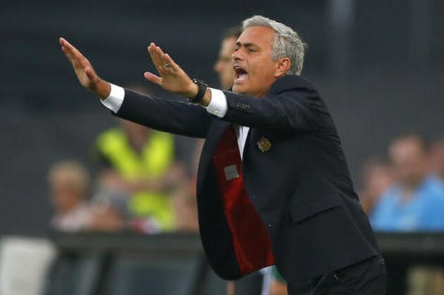 United manager Jose Mourinho gestures during the Group A Europa League match between Feyenoord and Manchester United at the De Kuip stadium in Rotterdam, Netherlands, Thursday, Sept. 15, 2016. (AP Photo/Peter Dejong)