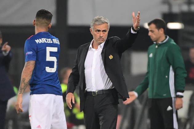 Manchester United's Portuguese manager Jose Mourinho gestures during the UEFA Europa League football match between Feyenoord Rotterdam and Manchester United at the Feyenoord Stadium in Rotterdam on September 15, 2016.   / AFP / EMMANUEL DUNAND        (Photo credit should read EMMANUEL DUNAND/AFP/Getty Images)