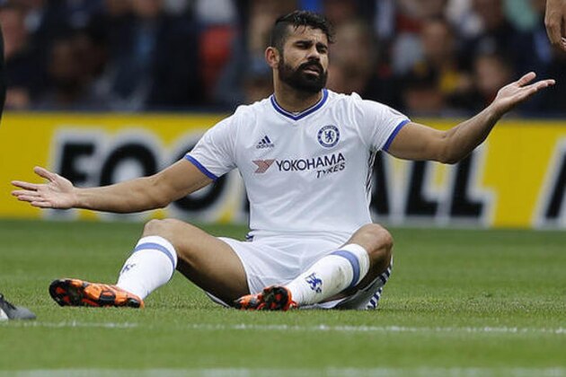 Chelsea's Diego Costa gestures during the English Premier League soccer match between Watford and Chelsea at Vicarage Road stadium in London, Saturday, Aug. 20, 2016.(AP Photo/Frank Augstein)