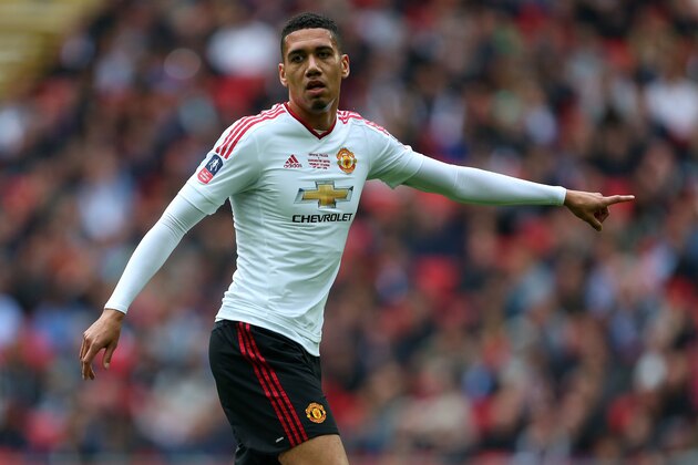 LONDON, ENGLAND - MAY 21: Chris Smalling of Manchester United during The Emirates FA Cup final match between Manchester United and Crystal Palace at Wembley Stadium on May 21, 2016 in London, England. (Photo by Catherine Ivill - AMA/Getty Images)