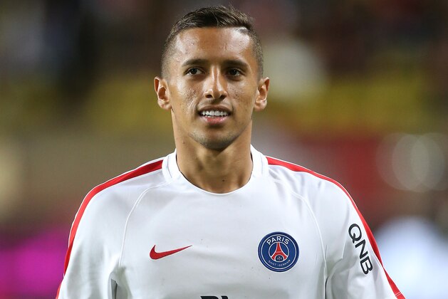 MONACO, MONACO - AUGUST 28: Marquinhos of PSG looks on during the French Ligue 1 match between AS Monaco (ASM) and Paris Saint-Germain (PSG) at Stade Louis II on August 28, 2016 in Monaco, Monaco. (Photo by Jean Catuffe/Getty Images)