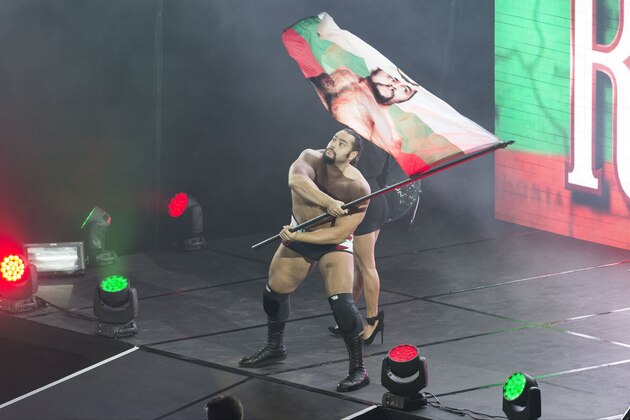 COLOGNE, GERMANY - FEBRUARY 11: Rusev during WWE Road to WrestleMania at the Lanxess Arena on February 11, 2016 in Cologne, Germany. (Photo by Marc Pfitzenreuter/Getty Images)