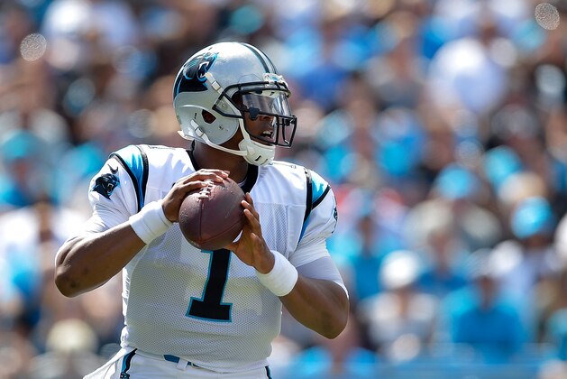CHARLOTTE, NC - SEPTEMBER 18:  Cam Newton #1 of the Carolina Panthers throws a pass against the San Francisco 49ers in the 2nd quarter during the game at Bank of America Stadium on September 18, 2016 in Charlotte, North Carolina.  (Photo by Grant Halverson/Getty Images)