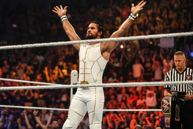 NEW YORK, NY - AUGUST 23:  Seth Rollins enters the ring at the WWE SummerSlam 2015 at Barclays Center of Brooklyn on August 23, 2015 in New York City.  (Photo by JP Yim/Getty Images)