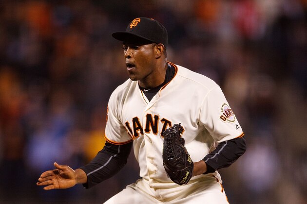 SAN FRANCISCO, CA - AUGUST 18: Santiago Casilla #46 of the San Francisco Giants celebrates after the game against the New York Mets at AT&T Park on August 18, 2016 in San Francisco, California. The San Francisco Giants defeated the New York Mets 10-7. (Photo by Jason O. Watson/Getty Images)