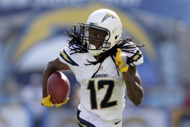 San Diego Chargers wide receiver Travis Benjamin runs with the ball during the second half of an NFL football game against the Jacksonville Jaguars  Sunday, Sept. 18, 2016, in San Diego. (AP Photo/Ryan Kang)