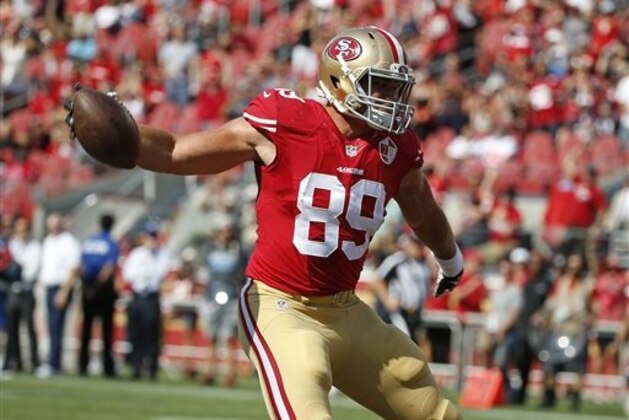 San Francisco 49ers tight end Vance McDonald during the first half of an NFL preseason football game against the Houston Texans Sunday, Aug. 14, 2016, in Santa Clara, Calif. (AP Photo/Tony Avelar)
