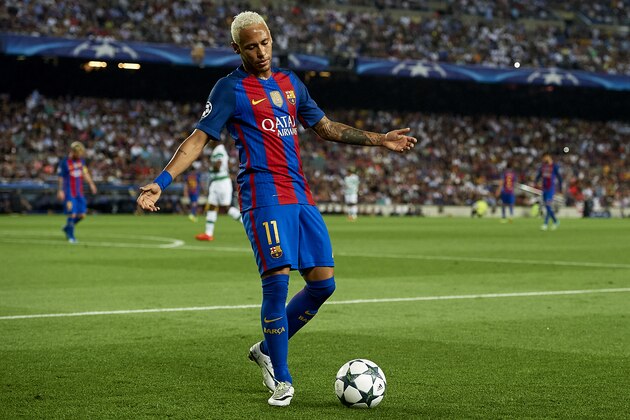 BARCELONA, SPAIN - SEPTEMBER 13:  Neymar JR of FC Barcelona reacts during the UEFA Champions League Group C match between FC Barcelona and Celtic FC at Camp Nou on September 13, 2016 in Barcelona. Spain. (Photo by Manuel Queimadelos/Getty Images).  (Photo by Manuel Queimadelos Alonso/Getty Images)