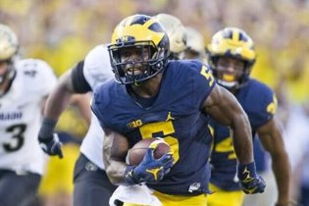 Michigan linebacker Jabrill Peppers (5) returns a punt for a touchdown in the fourth quarter of an NCAA college football game at Michigan Stadium in Ann Arbor, Mich., Saturday, Sept. 17, 2016. Michigan won 45-28. (AP Photo/Tony Ding) Michigan linebacker Jabrill Peppers (5) returns a punt for a touchdown in the fourth quarter of an NCAA college football game at Michigan Stadium in Ann Arbor, Mich., Saturday, Sept. 17, 2016. Michigan won 45-28. (AP Photo/Tony Ding)