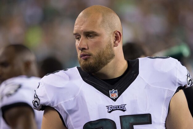 Aug 11, 2016; Philadelphia, PA, USA; Philadelphia Eagles tackle Lane Johnson (65) during the first half against the Tampa Bay Buccaneers at Lincoln Financial Field. Mandatory Credit: Bill Streicher-USA TODAY Sports