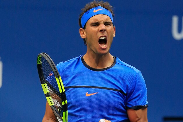 NEW YORK, NY - SEPTEMBER 04:  Rafael Nadal of Spain reacts against Lucas Pouille of France during his fourth round Men's Singles match on Day Seven of the 2016 US Open at the USTA Billie Jean King National Tennis Center on September 4, 2016 in the Queens borough of New York City.  (Photo by Chris Trotman/Getty Images for USTA)
