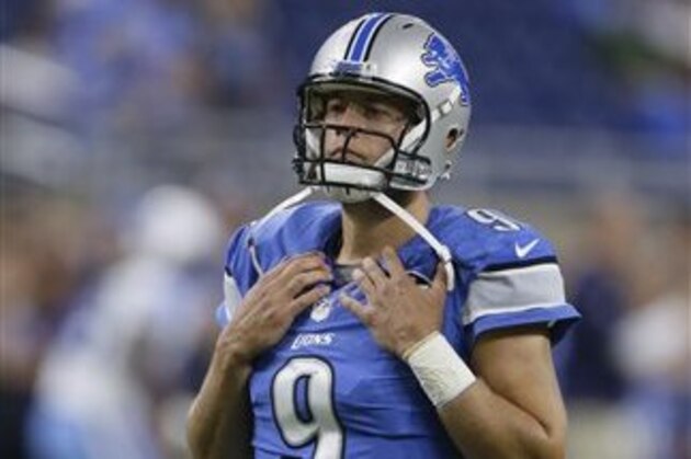 Detroit Lions quarterback Matthew Stafford (9) walks the field before an NFL football game against the Tennessee Titans, Sunday, Sept. 18, 2016, in Detroit. (AP Photo/Duane Burleson)