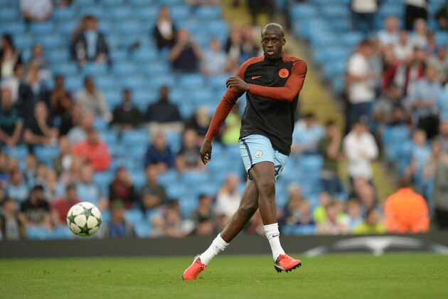 Manchester City's Ivorian midfielder and captain Yaya Toure warms up ahead of the UEFA Champions League second leg play-off football match between Manchester City and Steaua Bucharest at the Etihad Stadium in Manchester, north west England on August 24, 2016. / AFP / OLI SCARFF        (Photo credit should read OLI SCARFF/AFP/Getty Images)
