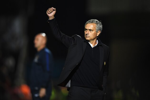 NORTHAMPTON, ENGLAND - SEPTEMBER 21: Jose Mourinho, Manager of Manchester United looks on during the  EFL Cup Third Round match between Northampton Town and Manchester United at Sixfields on September 21, 2016 in Northampton, England.  (Photo by Shaun Botterill/Getty Images)