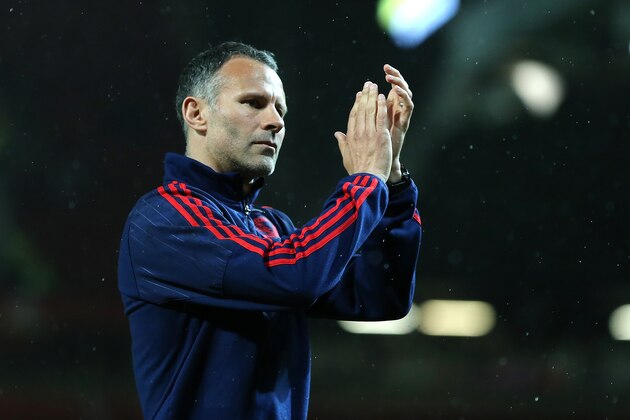 MANCHESTER, ENGLAND - MAY 17:  Manchester United Assistant Manager Ryan Giggs applauds the fans at the end of the Barclays Premier League match between Manchester United and AFC Bournemouth at Old Trafford on May 17, 2016 in Manchester, England.  (Photo by James Baylis - AMA/Getty Images)
