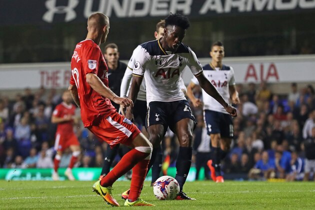 LONDON, ENGLAND - SEPTEMBER 21:  Joshua Onomah of Tottenaham Hotspur scores his sides fourth goal during the  EFL Cup Third Round match between Tottenham Hotspur and Gillingham at White Hart Lane on September 21, 2016 in London, England.  (Photo by Julian Finney/Getty Images)