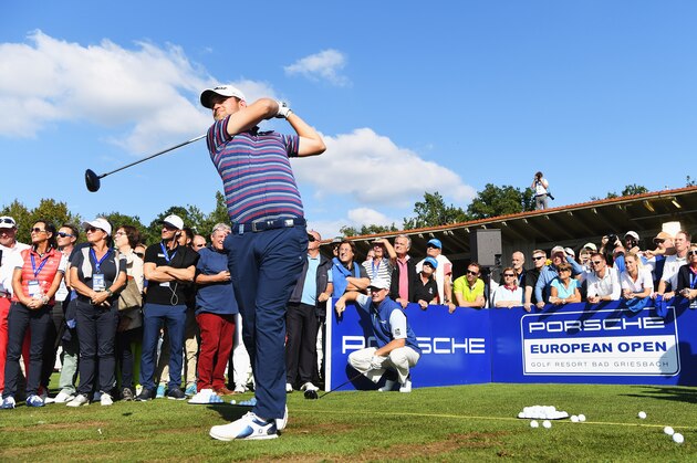 PASSAU, GERMANY - SEPTEMBER 21:  Bernd Wiesberger of Austria hits a shot during a clinic prior to the start of  The Porsche European Open at Golf Resort Bad Griesbach on September 21, 2016 in Passau, Germany.  (Photo by Stuart Franklin/Getty Images)