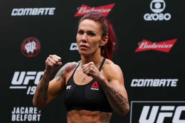 CURITIBA, BRAZIL - MAY 13:  Cris Cyborg Justino of Brazil weighs in during the UFC 198 weigh-in at Arena da Baixada stadium on May 13, 2016 in Curitiba, Brazil. (Photo by Buda Mendes/Getty Images)