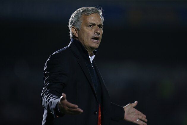 NORTHAMPTON, ENGLAND - SEPTEMBER 21:  Manchester United manager Jose Mourinho looks on during the  EFL Cup Third Round match between Northampton Town and Mancester United at Sixfields Stadium on September 21, 2016 in Northampton, England.  (Photo by Pete Norton/Getty Images)