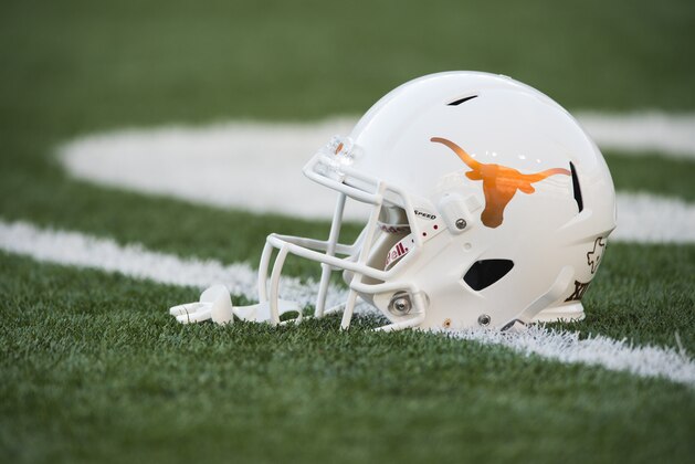 AUSTIN, TX - SEPTEMBER 12:  A Texas Longhorns helmet on the field before kickoff against the Rice Owls on September 12, 2015 at Darrell K Royal-Texas Memorial Stadium in Austin, Texas.  (Photo by Cooper Neill/Getty Images)