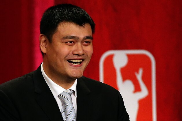 SPRINGFIELD, MA - SEPTEMBER 09:  Yao Ming reacts during the 2016 Basketball Hall of Fame Enshrinement Ceremony at Symphony Hall on September 9, 2016 in Springfield, Massachusetts. (Photo by Jim Rogash/Getty Images)