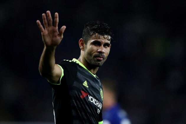LEICESTER, ENGLAND - SEPTEMBER 20:  Diego Costa of Chelsea reacts during the EFL Cup Third Round match between Leicester City and Chelsea at The King Power Stadium on September 20, 2016 in Leicester, England.  (Photo by Julian Finney/Getty Images)
