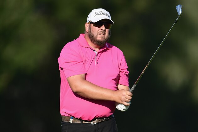 PASSAU, GERMANY - SEPTEMBER 24:  Michael Jonzon of Sweden plays an iron shot during the second round on day three of the Porsche European Open at Golf Resort Bad Griesbach on September 24, 2016 in Passau, Germany.  (Photo by Stuart Franklin/Getty Images)